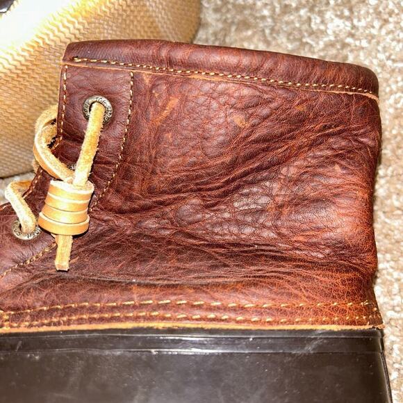 Sperry Speedy Duck Boots lace up leather two tone brown ankle rain/snow SZ 8 - Picture 5 of 8